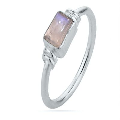 Mineral ring - 6*4mm - moonstone - t12 - silver