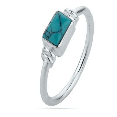 Mineral ring - 6*4mm - turquoise - t12 - silver