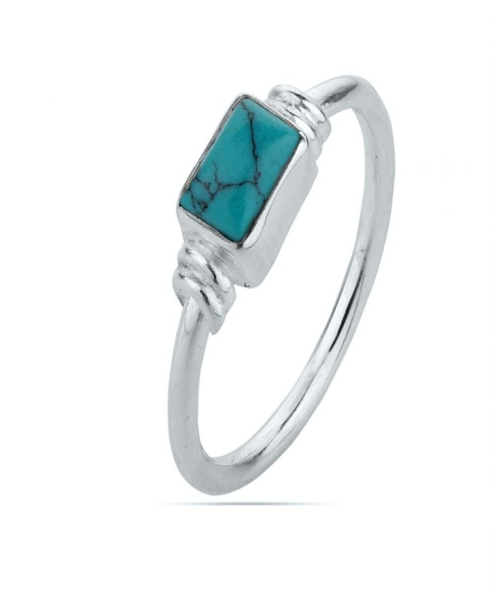 Anello minerale - 6*4mm - turchese - t16 - argento