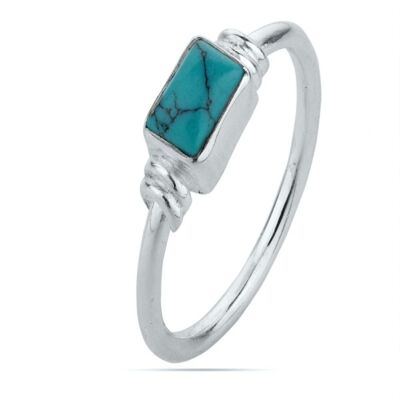 Mineral ring - 6*4mm - turquoise - t16 - silver