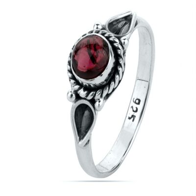 Mineral ring - 6mm - garnet - t12 - silver