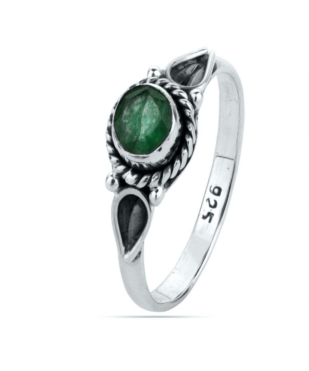 Anello minerale - 6mm - onice verde - t12 - argento