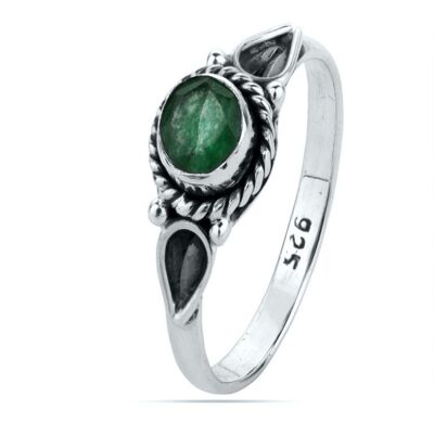 Mineral ring - 6mm - green onyx - t12 - silver