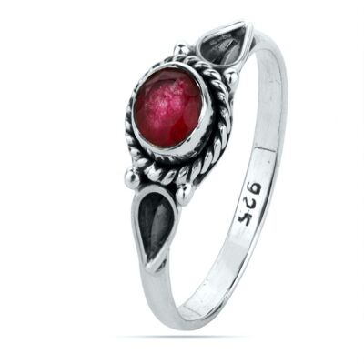 Mineral ring - 6mm - ruby - t12 - silver