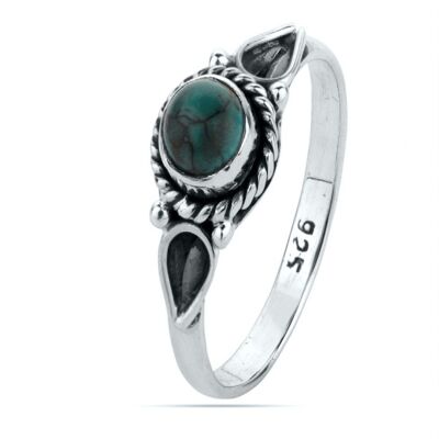 Mineral ring - 6mm - turquoise - t12 - silver