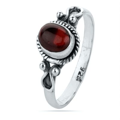 Mineral ring - 7*5mm - garnet - t12 - silver