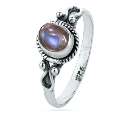 Mineral ring - 7*5mm - labradorite - t12 - silver