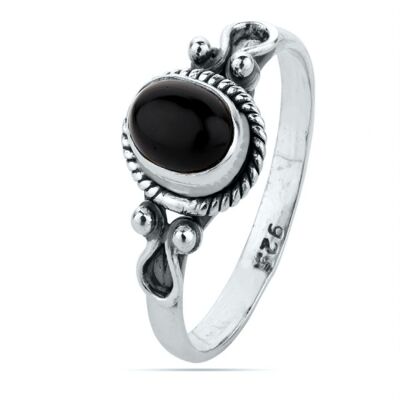 Mineral ring - 7*5mm - black onyx - t12 - silver