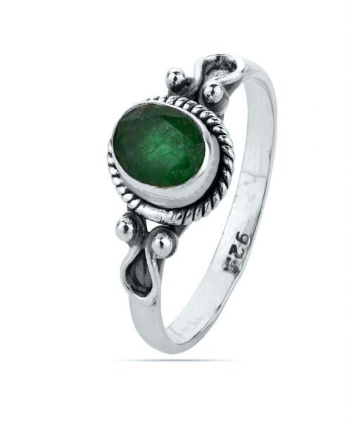 Anillo mineral - 7*5mm - onix verde - t12 - plata