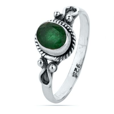 Mineral ring - 7*5mm - green onyx - t12 - silver