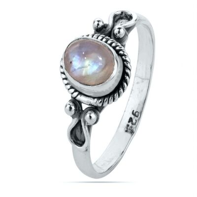 Mineral ring - 7*5mm - moonstone - t12 - silver
