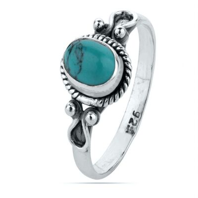 Mineral ring - 7*5mm - turquoise - t14 - silver