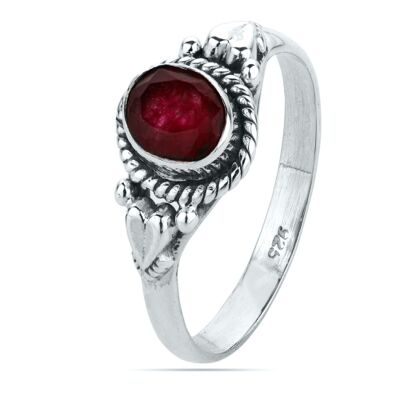 Mineral ring - 6*4mm - ruby - t16 - silver