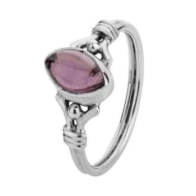 Mineral ring - 9*5mm - amethyst - t12 - silver