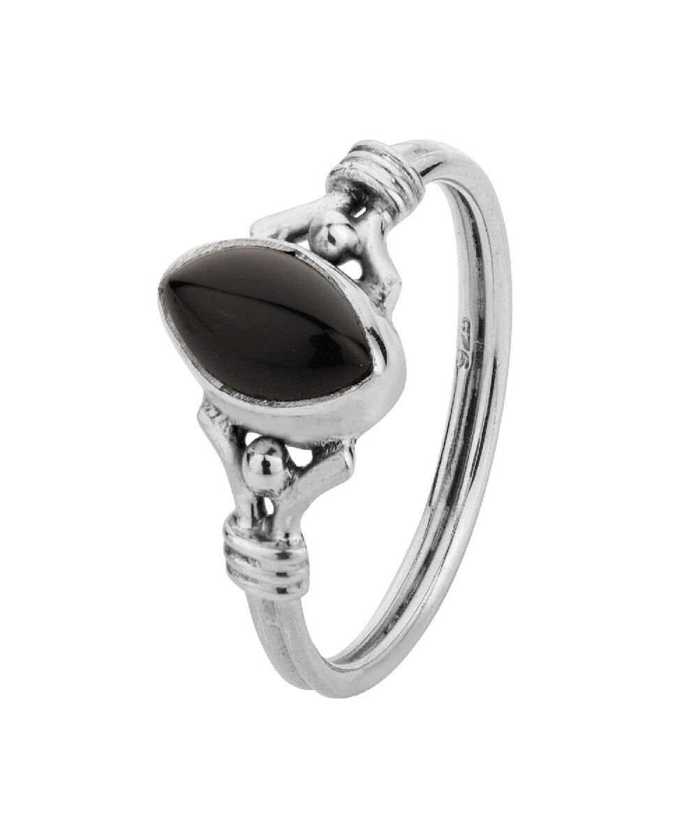 Anello minerale - 9*5mm - onice nero - t12 - argento
