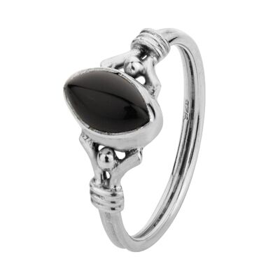 Mineral ring - 9*5mm - black onyx - t12 - silver