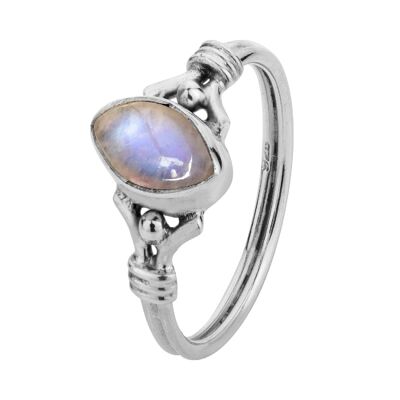 Mineral ring - 9*5mm - moonstone - t12 - silver