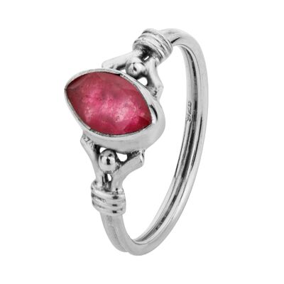 Mineral ring - 9*5mm - ruby - t12 - silver