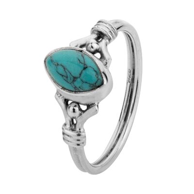 Mineral ring - 9*5mm - turquoise - t12 - silver