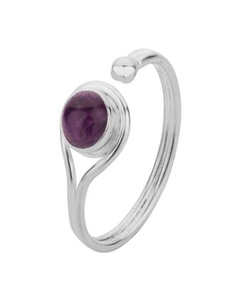 Bague minérale - 5mm - améthyste - t12 - argent