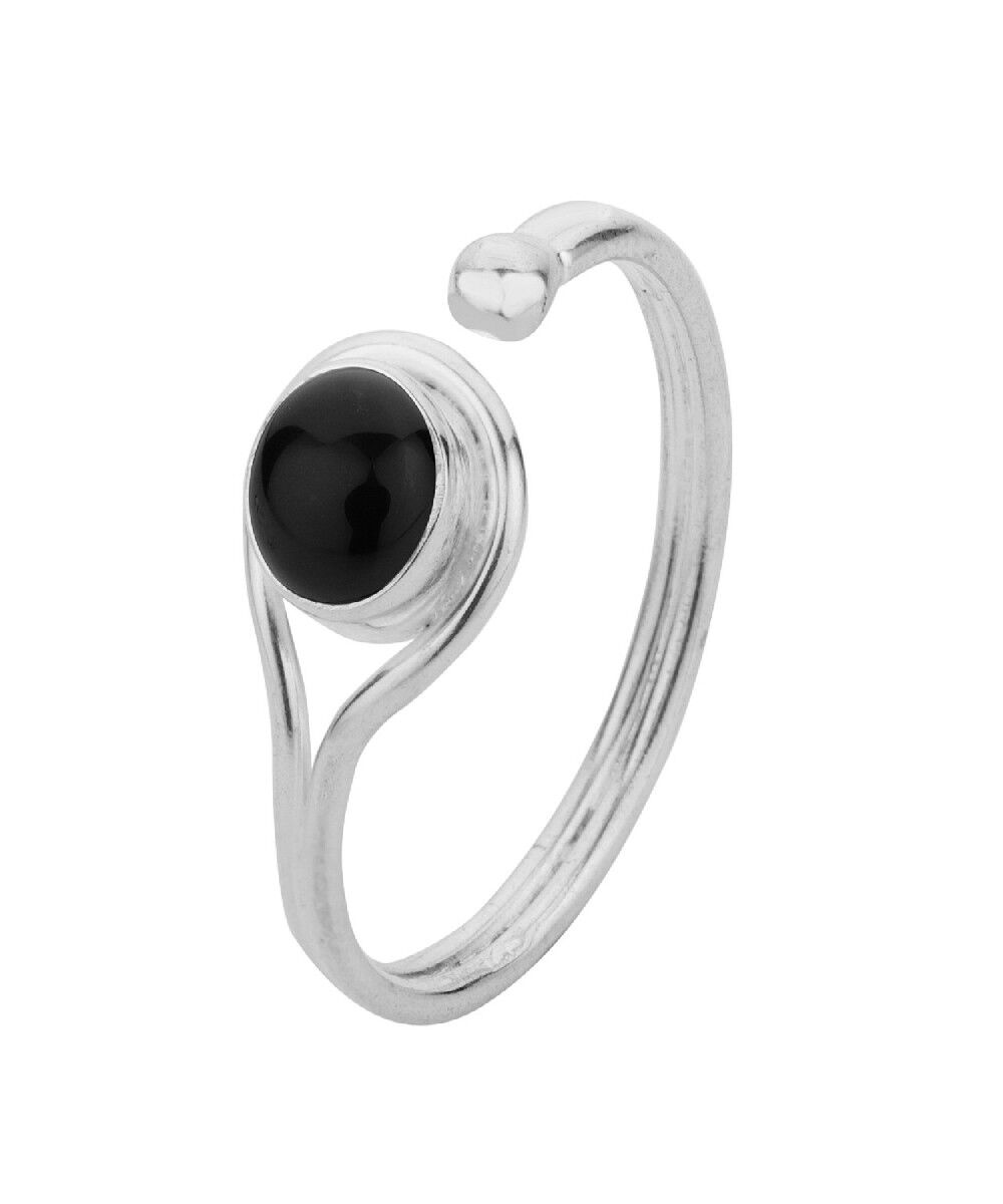 Anello minerale - 5mm - onice nero - t12 - argento