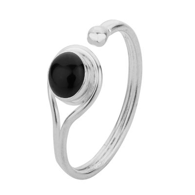 Mineralring - 5 mm - schwarzer Onyx - t12 - Silber