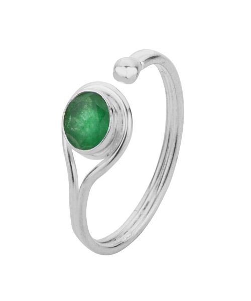 Anillo mineral - 5mm - onix verde - t12 - plata