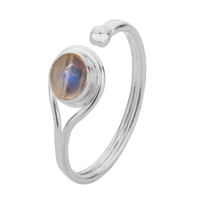 Mineral ring - 5mm - moonstone - t12 - silver