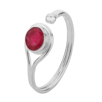 Mineral ring - 5mm - ruby - t12 - silver