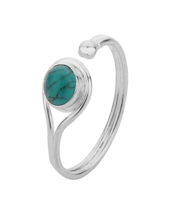 Bague minérale - 5mm - turquoise - t12 - argent