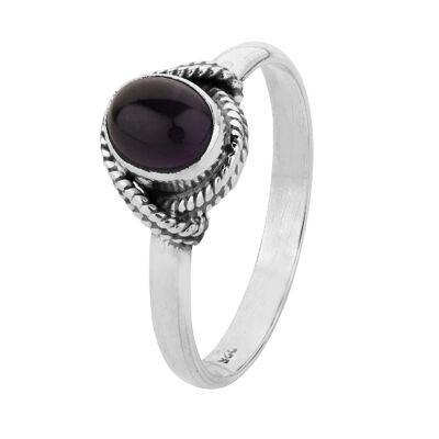 Mineral ring - 6*5mm - t12 - amethyst - silver