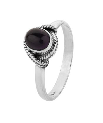 Bague minérale - 6*5mm - t12 - améthyste - argent