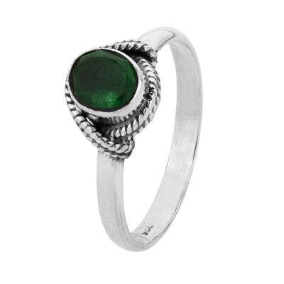 Anillo mineral - 6*5mm - t12 - onix verde - plata