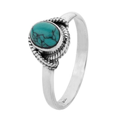 Mineral ring - 6*5mm - t12 - turquoise - silver
