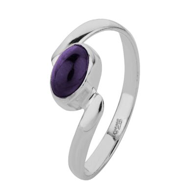 Mineral ring - 7*4mm - amethyst - t12 - silver