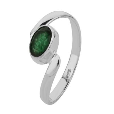 Anello minerale - 7*4mm - onice verde - t12 - argento