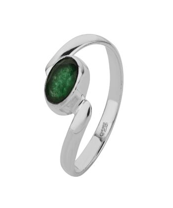 Bague minérale - 7*4mm - onyx vert - t12 - argent