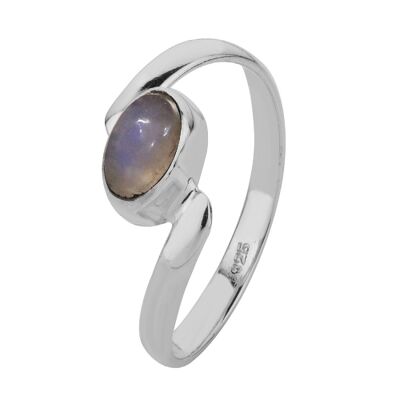 Mineral ring - 7*4mm - moonstone - t12 - silver