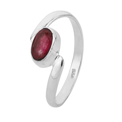 Mineral ring - 7*4mm - ruby - t12 - silver