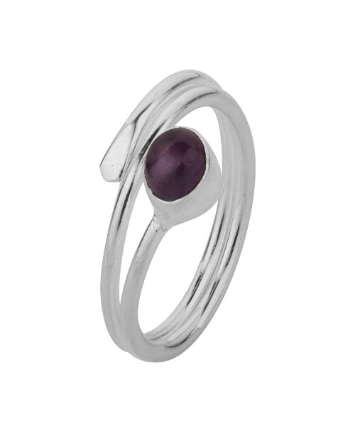 Anillo mineral - 4mm - amatista - t14 - plata