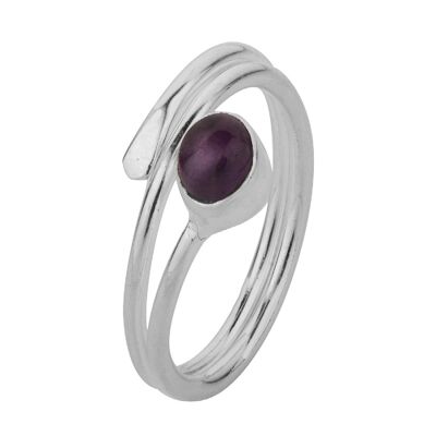 Mineral ring - 4mm - amethyst - t14 - silver