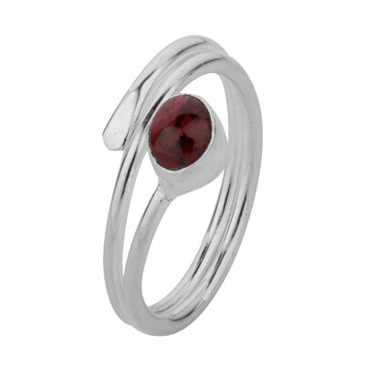 Anillo mineral - 4mm - granate - t12 - plata