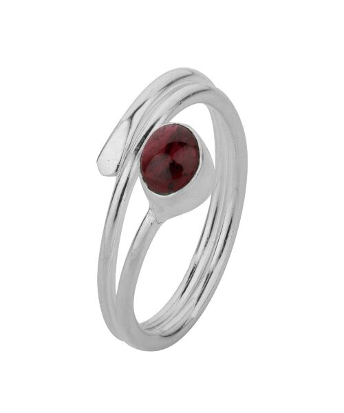 Anillo mineral - 4mm - granate - t16 - plata