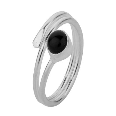 Mineralring - 4 mm - schwarzer Onyx - t14 - Silber