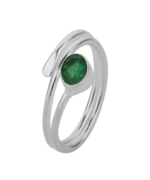 Anillo mineral - 4mm - onix verde - t12 - plata