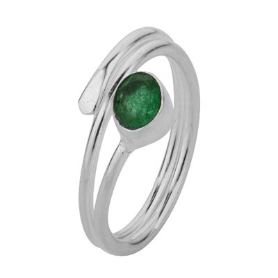 Anillo mineral - 4mm - onix verde - t12 - plata