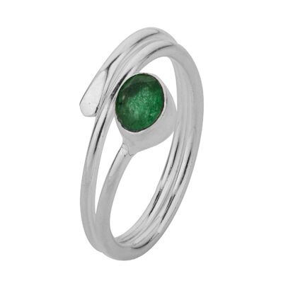Anillo mineral - 4mm - onix verde - t14 - plata