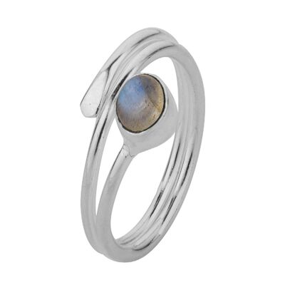 Anello minerale - 4mm - pietra di luna - t14 - argento
