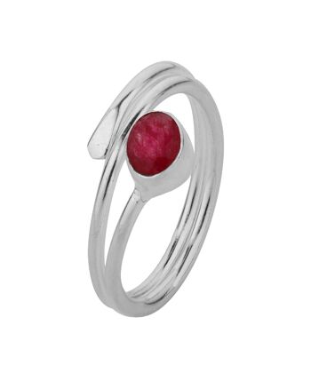 Bague minérale - 4mm - rubis - t14 - argent