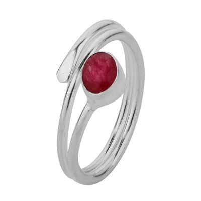 Anillo mineral - 4mm - rubi - t16 - plata